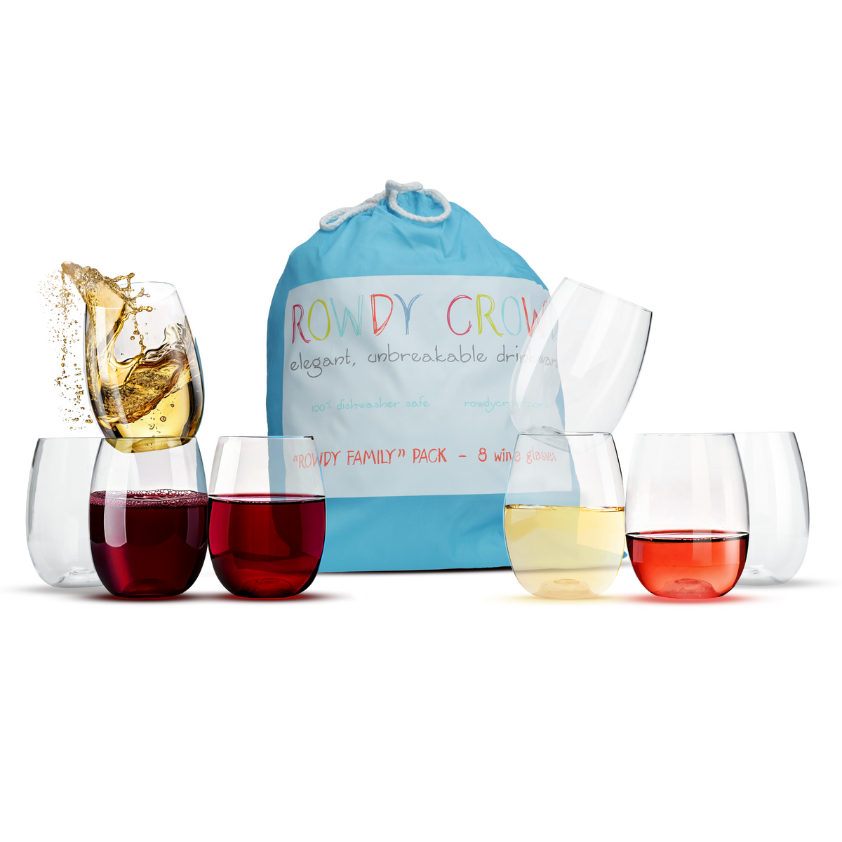 Rowdy Crowd Family Wine Pack, 8 wine tumbler pieces